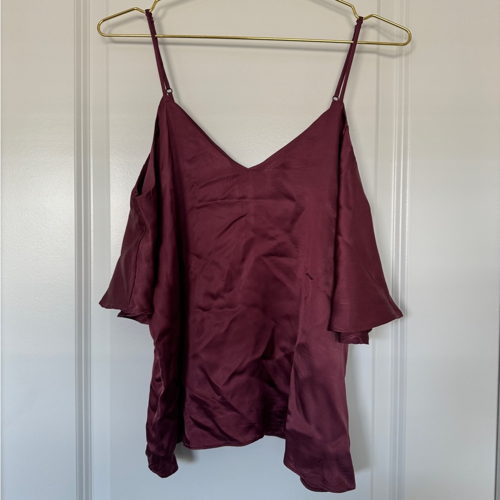 Aritzia Wilfred Shoulder cutout blouse (burgundy)